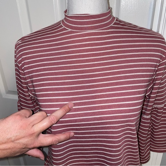 Billabong Striped Flutter Sleeve Mock Neck Tee - Picture 4 of 16